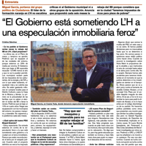 "El Gobierno está sometiendo L’H a una especulación inmobiliaria feroz" - Entrevista a Miguel García en el Diari de l'Hospitalet